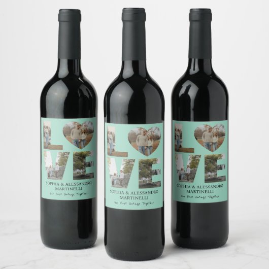 Personalized Anniversary Photo Wine Bottle Label Wijn Etiket (Flessen)