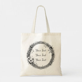Personalized Antique Floral Sketch Tote Bag