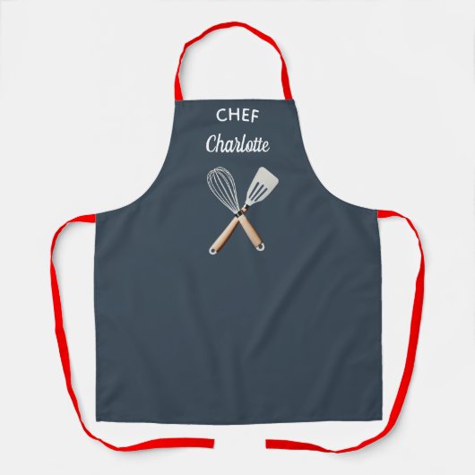 Personalized apron, custom name apron schort (Voorkant)