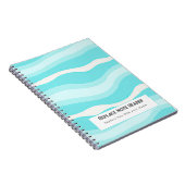 Personalized Aqua and White Wave Patterned  Notitieboek (Rechterzijde)