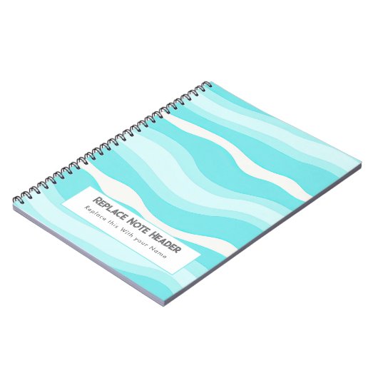 Personalized Aqua and White Wave Patterned  Notitieboek (Linkerzijde)