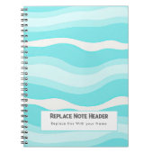 Personalized Aqua and White Wave Patterned  Notitieboek (Voorkant)