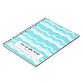 Personalized Aqua and White Wave Patterned  Notitieboek (Linkerzijde)