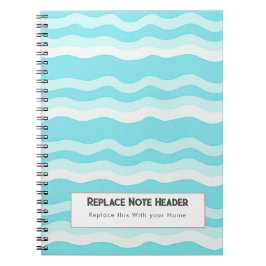 Personalized Aqua and White Wave Patterned  Notitieboek