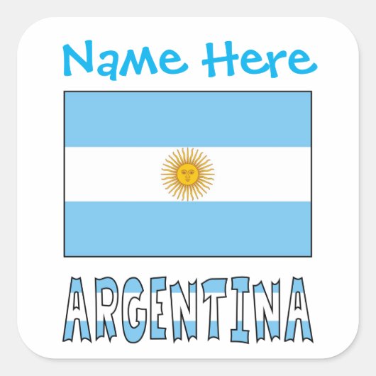 Personalized Argentina Flag Square Label (Voorkant)