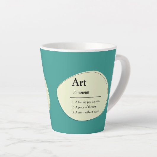 Personalized Art Dictionary Style Coffee Mug Latte Mok (Rechterhoek)