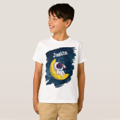 Personalized Astronaut on Moon with Rocket T-shirt (Voorkant volledig)