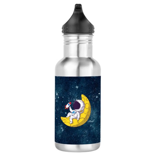 Personalized Astronaut on Moon with Rocket Waterfles (Rechts)