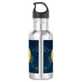 Personalized Astronaut on Moon with Rocket Waterfles (Achterkant)
