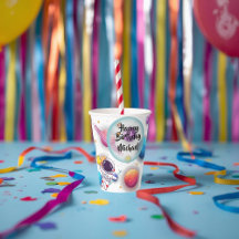 Personalized Astronaut & Planets Party Cups
