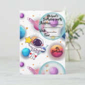 Personalized Astronaut & Planets Party Invitation (Debout devant)