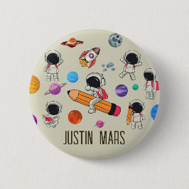 Personalized Astronauts and Planets Back to School Ronde Button 5,7 Cm