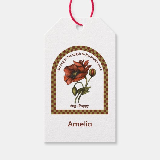 Personalized August Birth Month Flower Cadeaulabel (Voorkant)