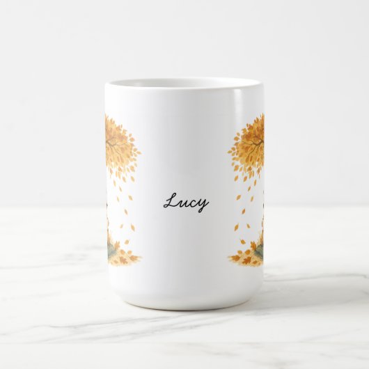 Personalized Autumn Hedgehog Under Tree Coffee Mug (Centre)