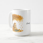 Personalized Autumn Hedgehog Under Tree Coffee Mug (Devant gauche)