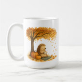 Personalized Autumn Hedgehog Under Tree Coffee Mug (Gauche)