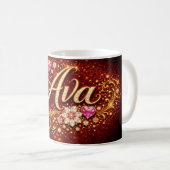 Personalized Ava Mug Gold Pink Heart Romantic Gift (Devant droit)