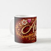 Personalized Ava Mug Gold Pink Heart Romantic Gift (Devant gauche)
