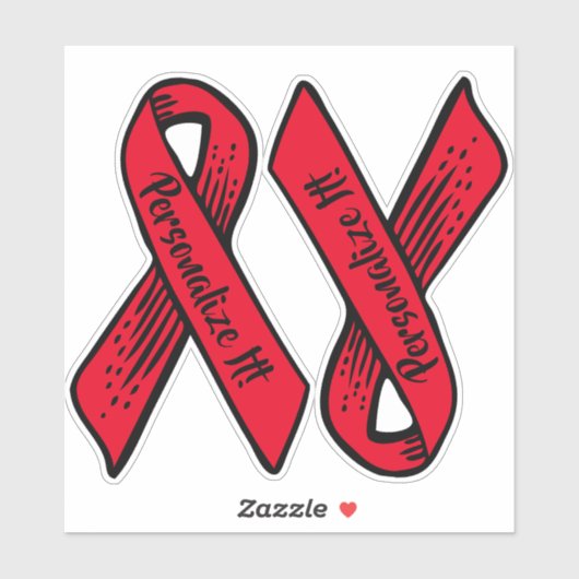 PERSONALIZED Awareness Ribbon Graphic (red) Sticker (Vel)