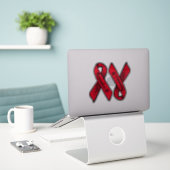 PERSONALIZED Awareness Ribbon Graphic (red) Sticker (Laptop op bureau)