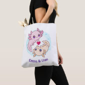 Personalized Axolotl Couple Valentine Tote Bag (De près)