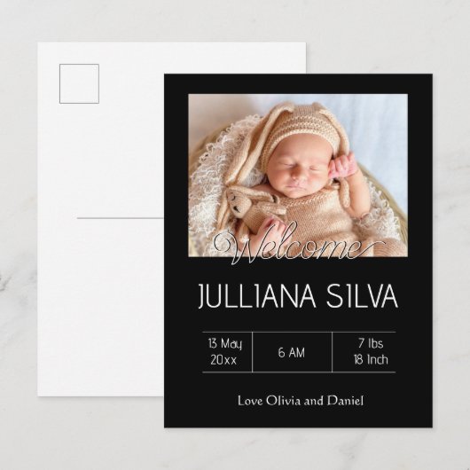 personalized baby Birth announcements Briefkaart (Voorkant / Achterkant)