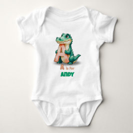 Personalized Baby Bodysuit – A is for Alligator