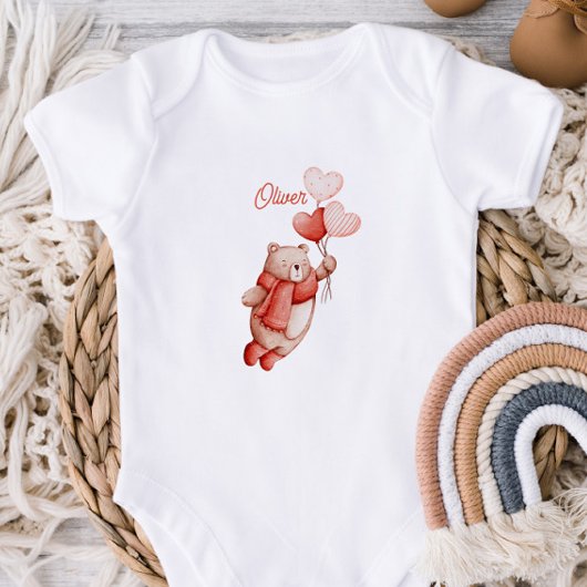 Personalized Baby Bodysuit With A Watercolor Teddy
