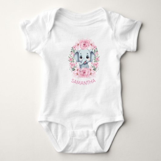 Personalized Baby Elephant Bodysuit Gift (Voorkant)