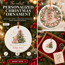 Personalized Baby Girl First Christmas Photo