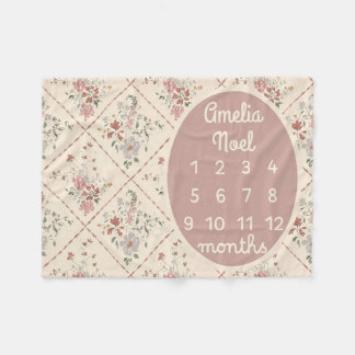 Personalized Baby Girl Milestone Blanket Customize Fleece Deken