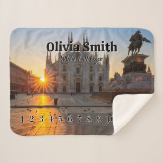 Personalized Baby Milestone Blanket with photo Sherpa Deken