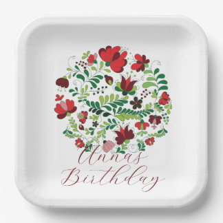 Personalized Baby Name Floral Party Plates Papieren Bordje
