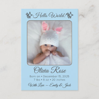 Personalized Baby Photo Name & Parents for Newborn Aankondiging
