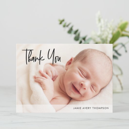 Personalized Baby Photo Shower Gratitude Modern Bedankkaart (Staand voorkant)