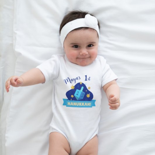 Personalized Baby’s First Hanukkah Dreidel Design Romper