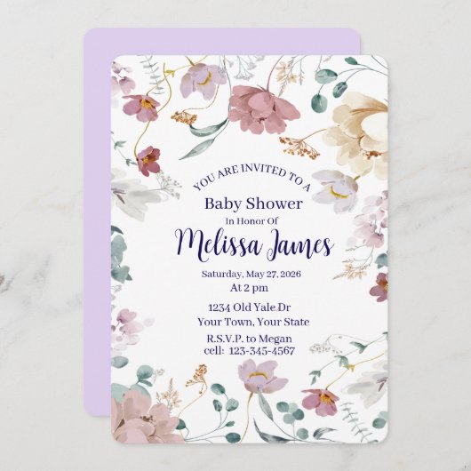 Personalized Baby Shower Invitation (Devant / Derrière)