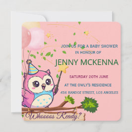 Personalized Baby Shower Invitation, Owl Design Kaart