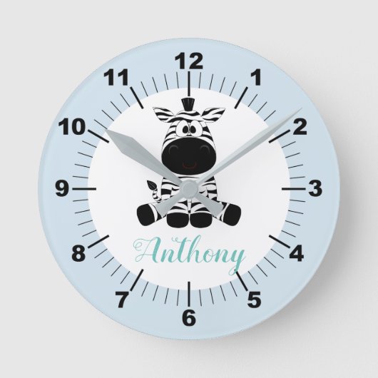 Personalized Baby Zebra Square Wall Clock Ronde Klok (Voorkant)