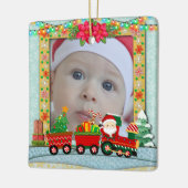 Personalized Baby's First Christmas Photo Train Keramisch Ornament (Links)