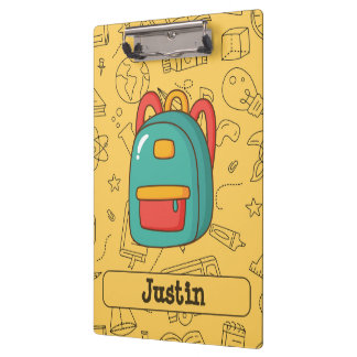 Personalized Back to School Backpack & Doodles Klembord