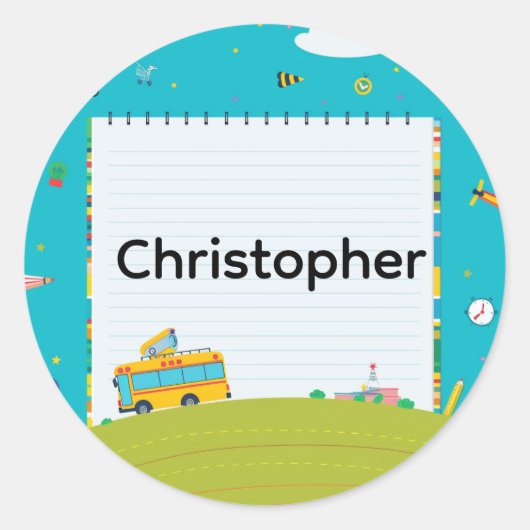 Personalized Back to School Bus Name Stickers (Devant)
