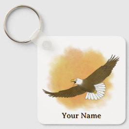 Personalized Bald Eagle Orange Background Sleutelhanger