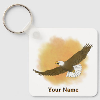 Personalized Bald Eagle Orange Background Sleutelhanger