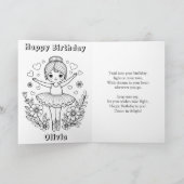 Personalized Ballet Birthday + Coloring Page Kaart (Binnen)