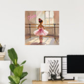Personalized Ballet themed Ballerina in Pink Poster (Thuiskantoor)