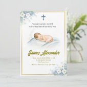 Personalized Baptism Ceremony Baby Boy Kaart (Staand voorkant)