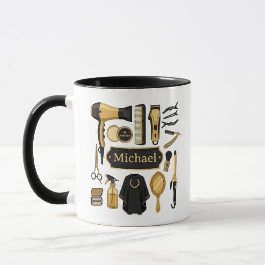 Personalized Barber Tools Custom Name Coffee Mug (Gauche)