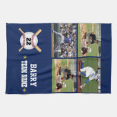 Personalized Baseball 4 Photo Collage Name Team Theedoek (Horizontaal)