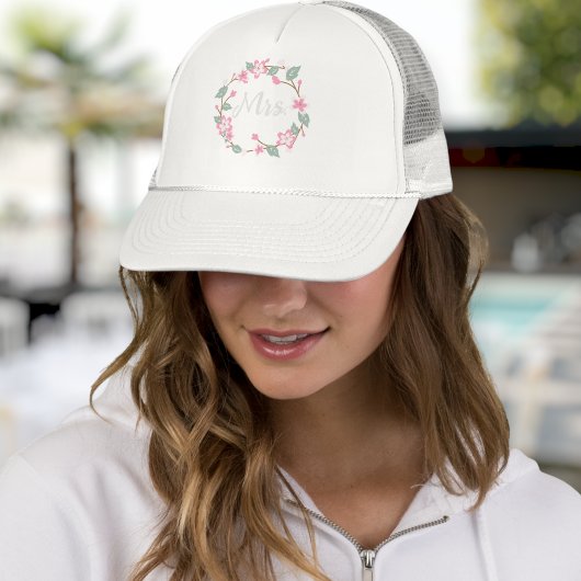 Personalized Baseball Cap - Floral Wreath Design Trucker Pet